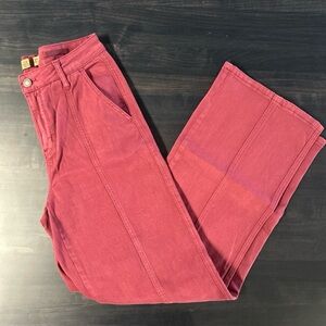 Judy Blue JB88800 garment dyed burgundy high rise straight leg with front seam